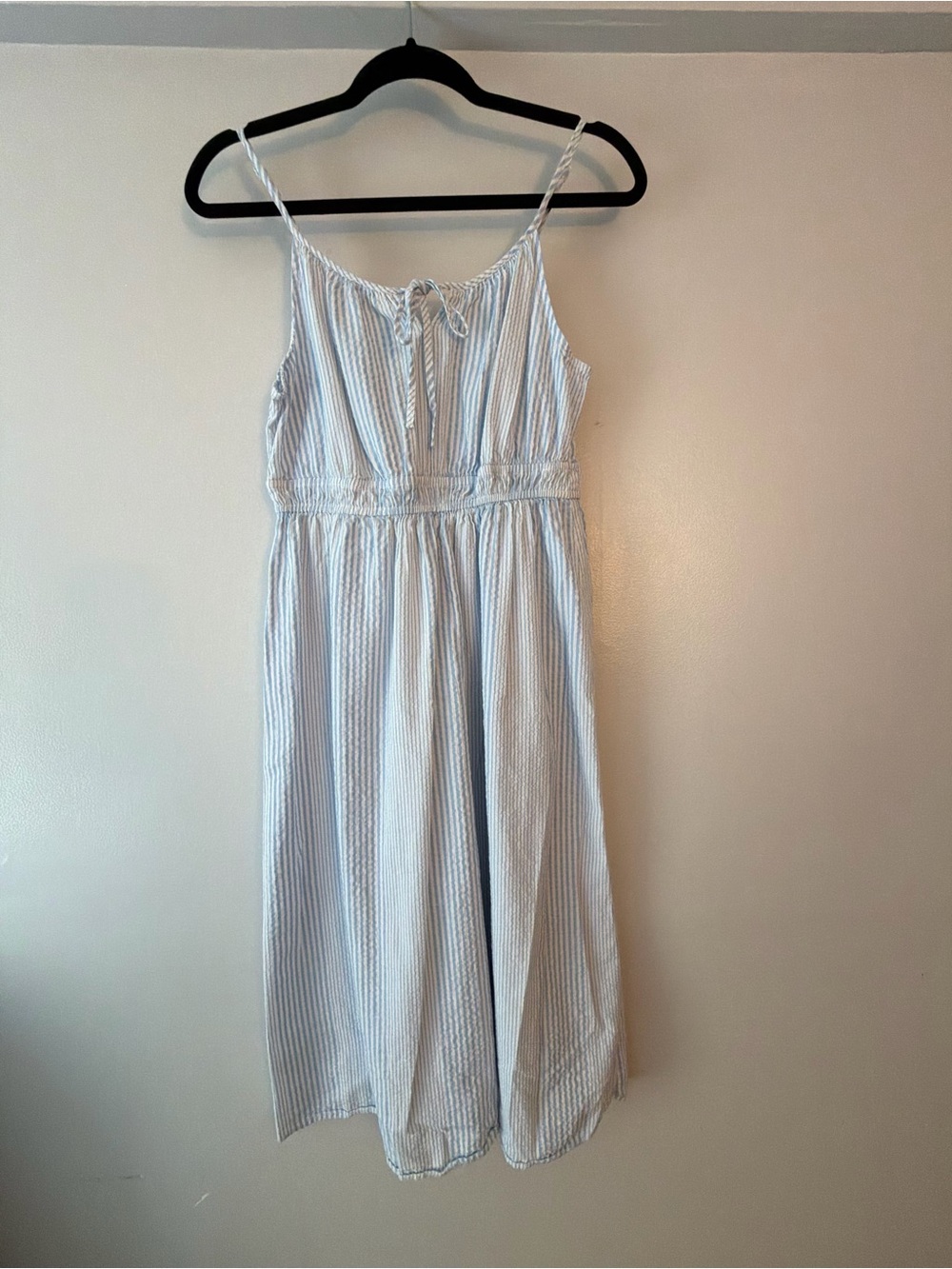 LOFT Light Blue & White Striped Sundress